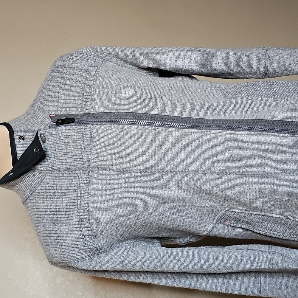 Title Nine Light Gray Asymmetrical Zip Jacket Wool Blend Sweater Medium - Picture 2 of 10